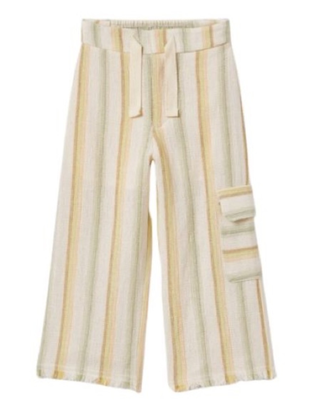 Zara Kids Girls Textured Striped Wide Leg Cargo Pants Size 11-12 Wide Leg Y2K